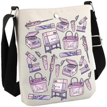 Imagem de GJTIM Bolsa tiracolo para presente de bioquímica Microbiologia Biologia Molecular Laboratório Ciência Presente Laboratório Tecnologia, Lab Cb