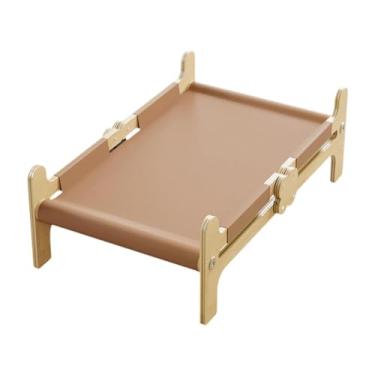 Imagem de Fenteer Cama de madeira para gatos, cama elevada, macia e respirável, para gatos e cachorros de estimação, gatinhos gatos pequenos, Marrom