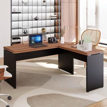 Imagem de Mesa Para Escritório Diretor Em L 150x160cm Espresso Móveis Marrom/preto