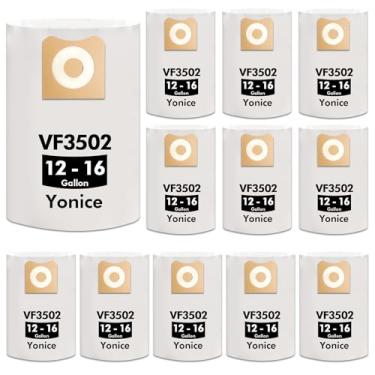 Imagem de Pacote com 12 sacos de vácuo 23743 VF3502 compatíveis com aspiradores secos úmidos Ridgid 12-16 galões, sacos de coleta de poeira WD1950 WD1956 WD1850 WD1851 RV2400HF WD1450 WD1680 WD12777 0