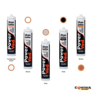 Imagem de Kit 4 Silicone Acético Vedação Janelas Box Power Ved 280ml/256g Incolo