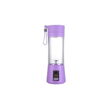 Imagem de Liquidificador Portátil USB Recarregável Mini Mixer Elétrico de Frutas com 6 Lâminas Inox para Sucos Detox, Garrafa Mixer Elétrica 380ml - Violeta