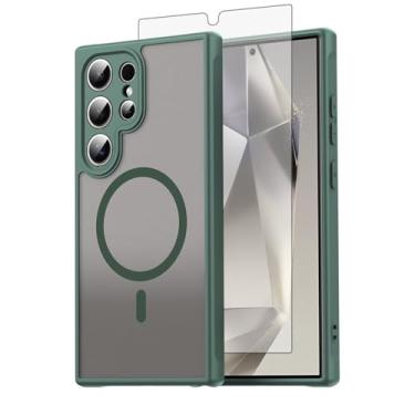 Imagem de Asuwish Capa de telefone para Samsung Galaxy S24 Ultra 5G, compatível com Magsafe Magnetic, translúcido fosco anti-impressão digital, capa protetora à prova de queda S24Ultra 24S S 24 24Ultra feminina