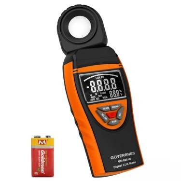 Imagem de GOYERRNES Medidor de luz Illuminance, medidor digital de velas Lux de 0,1 ~ 400.000 Lux (0,1 ~ 40.000 FC) com detector rotativo de 270º, medidor de lúmen luxímetro para ambientes internos e externos