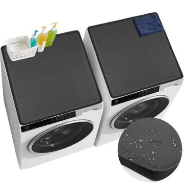 Imagem de 2 peças de capas de bancada para lavadora e secadora, tapete protetor superior de secadora de 68,5 cm x 68,5 cm, protetor superior à prova de vazamento para itens essenciais de lavanderia