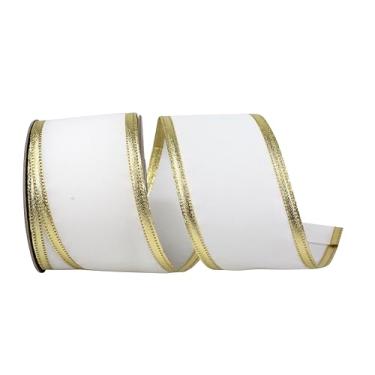 Imagem de Reliant Ribbon Fita de borda com fio Velvet Dynasty, branco/dourado