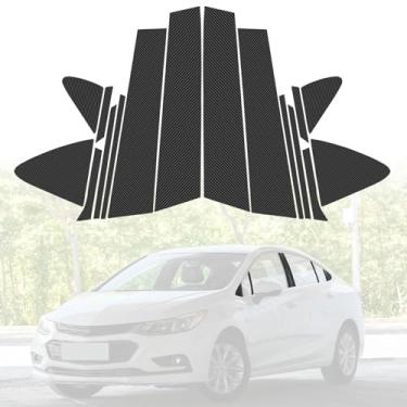 Imagem de LANZMYAN Kit de acabamento de janela B+C para janela de pilar compatível com Chevrolet, conjunto de adesivos de molduras de pilar de porta adesivo decorativo de vinil para Cruze 2017-2021 (fibra de