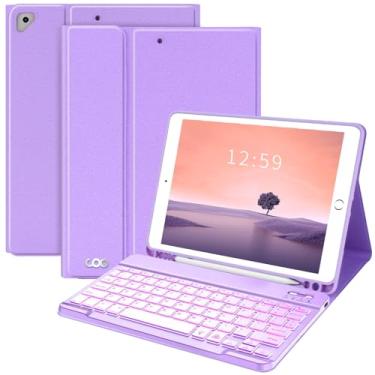 Imagem de FUWANG Nova Capa de Teclado para Ipad de 9ª Geração 10,2 "2021/(8ª Geração) 2020/(7ª Geração) 2019,7 Cores Capa de Teclado Retroiluminada para Ipad 10,2"/Ipad Air 3 10,5"(3ª Geração)/Ipad Pro 10,5" Co