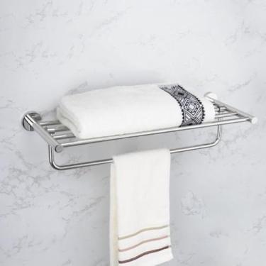 Imagem de Acessórios para banheiro cromados polidos, porta-escova de vaso sanitário, porta-toalhas, saboneteira, prateleira de vidro, gancho para papel higiênico (porta-toalhas)