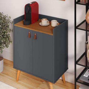 Imagem de Aparador Armario Buffet 2 portas Pés Palito Lucas cor Cinza / freijó -