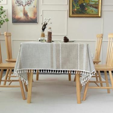 Imagem de KAIJIE Fitable Toalhas de mesa para mesas retangulares, 1 pacote - 100 x 160 cm, toalha de mesa de jacquard com listras longas, de cor sólida, almofada de mesa de café, algodão, cor C