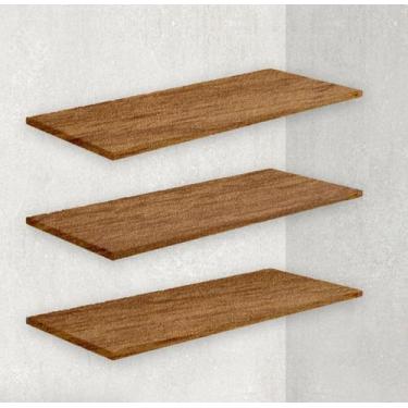 Imagem de Kit 3 Prateleiras MDF 15mm - 100x20cm - FREIJÓ + suporte invisível - S