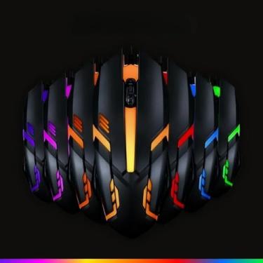 Imagem de Mouse Gamer RGB LEY-206 | 1200 DPI, 3 Botões, USB | LED Multicor, Design Ergonômico e Antiderrapante