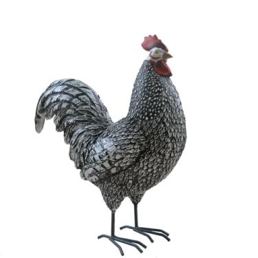 Imagem de BAENRCY Estátua de galo de resina, galinha, escultura, galinha, enfeite de gramado, decoração de jardim para quintal ao ar livre