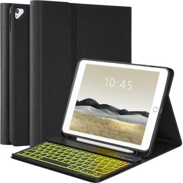 Imagem de New iPad 9th Generation Keyboard Case 10.2"(2021)/8th Gen/7th Gen,7 Colors Backlit Detachable Keyboard Case for iPad 10.2" /iPad Air 3 10.5"(3rd Gen)/iPad Pro 10.5" with Pencil Holder(Black)