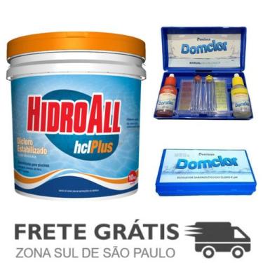Imagem de Kit 1 Dicloro HCL Plus 10 KG HidroAll 1 Estojo de pH