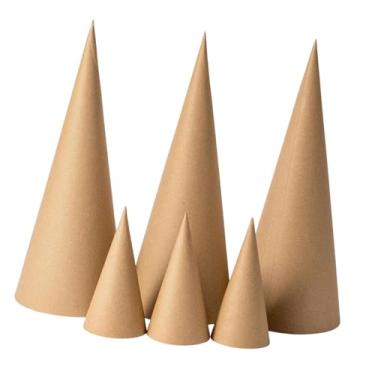 Imagem de CarpNettore 6 Cones de Papel Machê, Abertos Na Parte Inferior, Decorações Criativas para árvores de Natal, para Fazer Artesanato, Pintar E Decorar Chapéus de Fest, 15cm 35cm