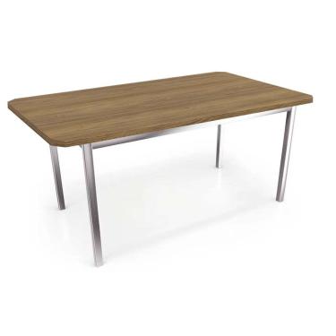 Imagem de Mesa p/ Cozinha Reno c/ Tampo 160cm Cromada/Nogueira - Kappesberg