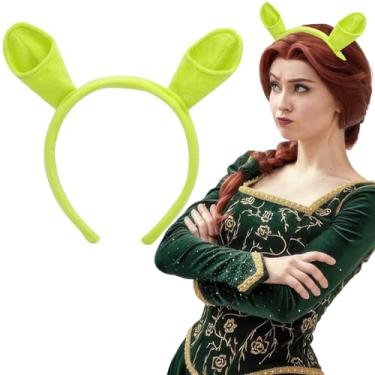 Imagem de AUOCATTAIL Lindas orelhas de ogro verdes, orelhas de pelúcia, chifres de elfo, faixa de cabelo decorativa para Halloween, alienígena, para mulheres, cosplay, acessórios de festa