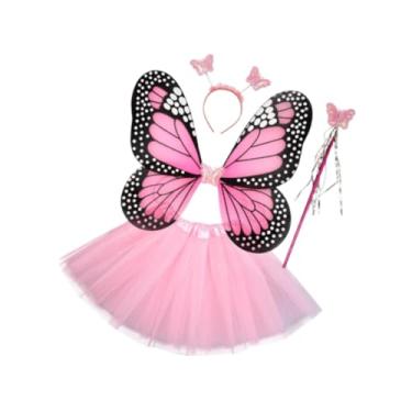 Imagem de Dynwave Fantasia de fada para meninas, tiara criativa e engraçada com asa de borboleta para festival de carnaval, Saia Sólida