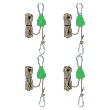 Imagem de PATIKIL 4 peças cabides de corda ajustáveis, 1/20.3 cm x 2.4 m Ratchet Grow Light Hangers Refletivo Reforçado Interno Catraca Engrenagem Ratchets para pendurar caiaque, verde