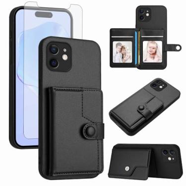 Imagem de Asuwish Capa de telefone para iPhone 12 6.1 capa carteira com protetor de tela de vidro temperado RFID fino suporte para cartão de crédito acessórios para celular iPhone12 5G i 12s mulheres homens