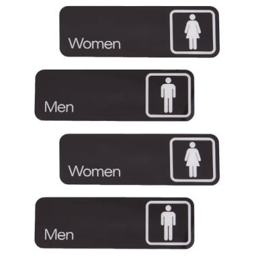 Imagem de SUPERFINDINGS 4 peças, 2 estilos, placa de banheiro 7,6 cm, adesivo acrílico masculino e feminino, placas com adesivos, sinal de banheiro feminino e masculino, para decoração de casa, escritório, loja