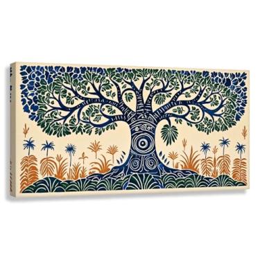 Imagem de Árvore da Vida Arte de Parede Impressão em Tela Harmonia da Vida Fotos de Decoração Pintura Azul Verde Natureza Sala de Estar 40x20cmx1