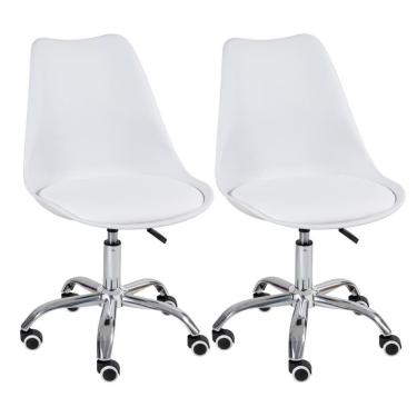 Imagem de Kit 2 cadeiras com rodízios Tulipa Office Escritório