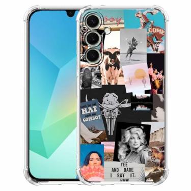 Imagem de malegaon Cowboy Cowgirl Western Country Art Colage, capa completa de TPU macio na moda para Samsung Galaxy A16 transparente