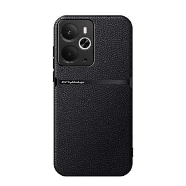 Imagem de Kepuch Capa para Realme 14 5G (Intl) - Litchi Grano Case Placa de Metal Embutida - Preto