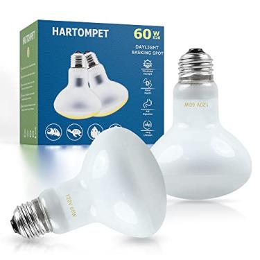 Imagem de HARTOMPET Lâmpadas de calor de répteis E26 de 60W, luz UVA para dragão barbudo, lagarto, tartaruga, pintinhos, outros répteis e anfíbios - Lâmpadas de calor simuladas de terrário com luz solar natural
