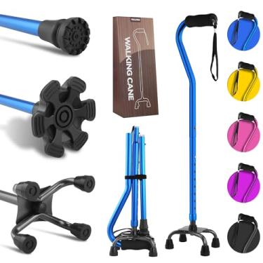 Imagem de LIXIANG Bengala quádrupla, com base de 4 pontas para estabilidade extra, alça deslocada acolchoada de espuma para aderência macia, funciona para homens ou mulheres destros ou canhotos