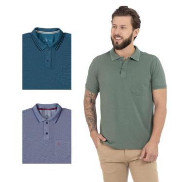 Imagem de Kit 3 Camisa Polo Masculina Pique Premium com Bolso Casual