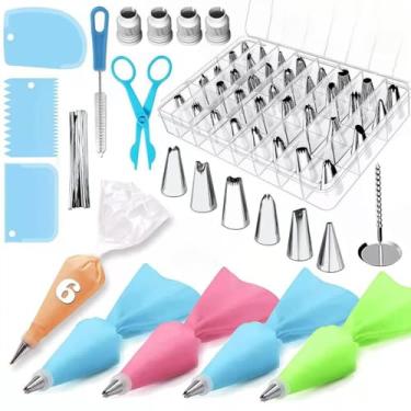 Imagem de Kit Confeiteiro 72 Peças Bicos Inox Para Confeitar e Decorar Bolo e Cupcake