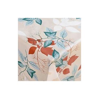 Imagem de Toalha de Mesa de Plástico Térmico Para 4 6 8 e 10 cadeiras(FOLHAS SECAS BLUE,MESA DE 4 CADEIRAS)