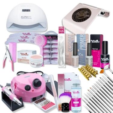 Imagem de Kit Completo Unhas Gel Lixadeira Cabine Coletor Acessórios