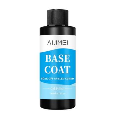 Imagem de AIJIMEI Base Coat de 240 ml, base de gel de secagem rápida para unhas, base de esmalte de gel para casa, faça você mesmo, longa duração, 20 ml