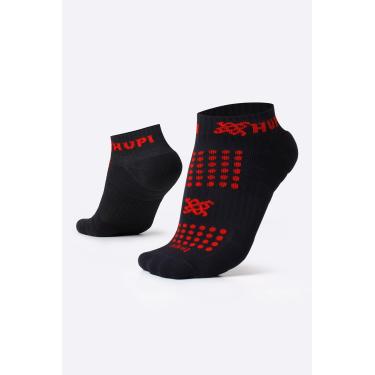 Imagem de Meia Curta para Corrida HUPI Running Pro Preto/Vermelho 1 Par, Cor: PRETO/VERMELHO, Tamanho: 36-42