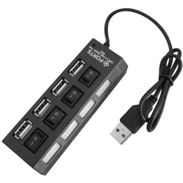 Imagem de Hub USB 4 Portas Extensor Hi-Speed 480 Mbps USB 2.0 Preto - MKB