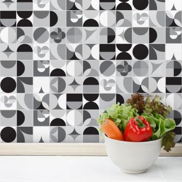 Imagem de Adesivo de Azulejo Geométrica Preto e Branco 20x20 cm com 1 - Quartinh
