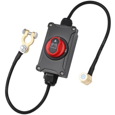 Imagem de Weasch Interruptor de desconexão de bateria superior, 100A 12-32V On/Off, interruptor de desconexão de bateria resistente à prova d'água com fio 8AWG para carros, veículos, trailers e barcos