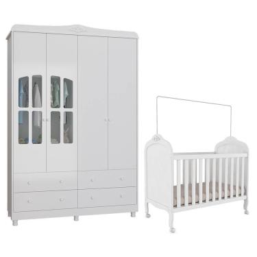 Imagem de Jogo de Quarto Infantil Elô com Janela Guarda Roupa e Berço - Móveis Peroba