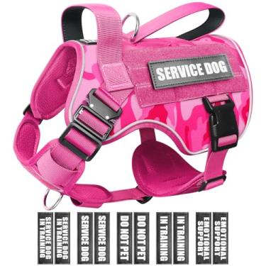 Imagem de WINSEE Peitoral tático para cães grandes, colete MOLLE para cães de serviço pesado com 10 adesivos para animais de estimação, colete militar para treinamento, caça, caminhada