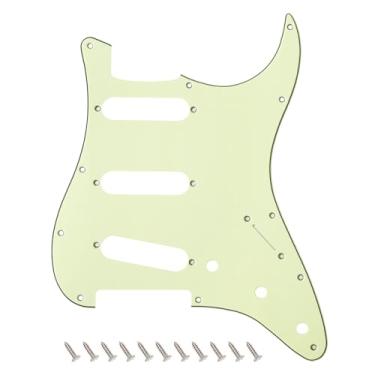 Imagem de Banworks 3 Ply Strat SSS Pickguard Placa de arranhão para guitarra elétrica de 11 furos para para-lama EUA/Mexicano estilo moderno Stratocaster ST JT/HB-01 vintage verde