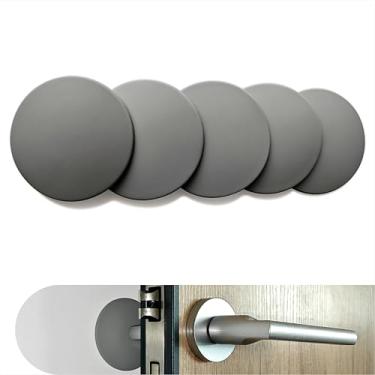 Imagem de Tampa de porta redonda 8 cm 5 peças almofadas protetoras de silicone adequadas para maçanetas e portas de geladeira (5, cinza)