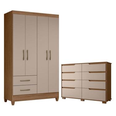 Imagem de Guarda Roupa Solteiro Chile e Cômoda Georgia Carvalho Fendi – Moval