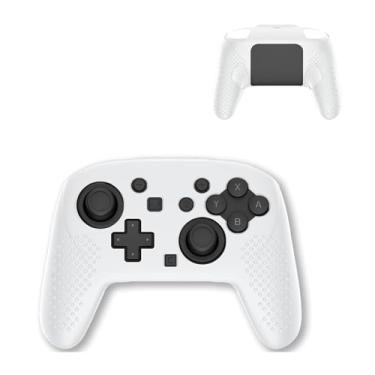 Imagem de RDFJ Capa protetora compatível com controle Nintendo Switch 2 Pro, silicone macio, antiarranhões, à prova de choque (branca)