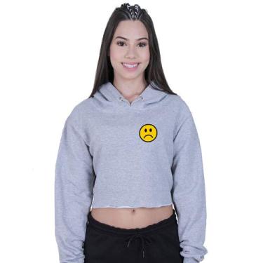 Imagem de Cropped Moletom Feminino Sad Smile Bad Tumblr - Lafre, Cinza, P