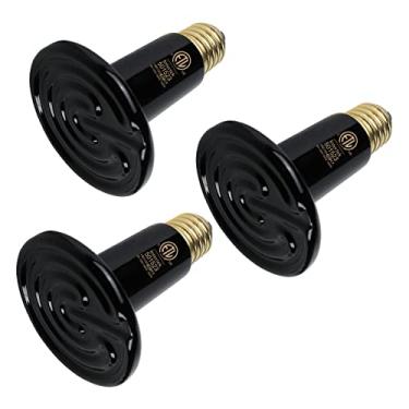 Imagem de WUHOSTAM Pacote com 3 lâmpadas de calor de répteis pretas de 100 W, lâmpada emissora de cerâmica infravermelha para aquecedor de animais de estimação, lagarto, tartaruga, cobra, aquário, sem danos